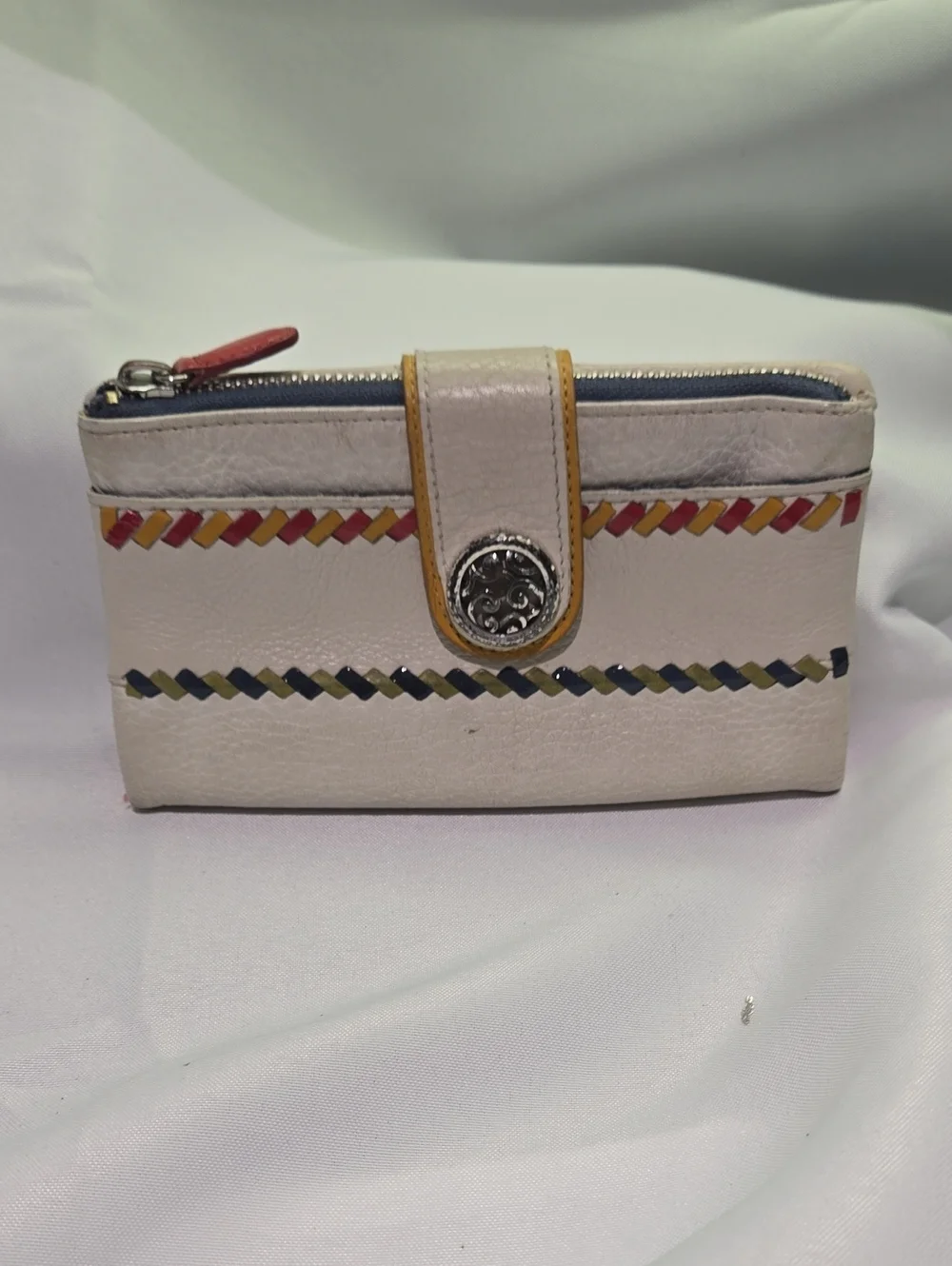 Brighton Women’s Cream Leather Wallet with Multicolor Accent